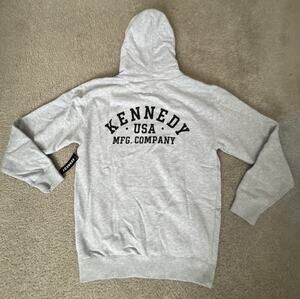 Kennedy USA MFG Company Zip Hoodie Gray Medium Full Zip Fleece Sweatshirt NWT
